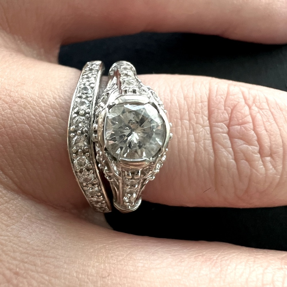 Diamond wedding band and engagement set.